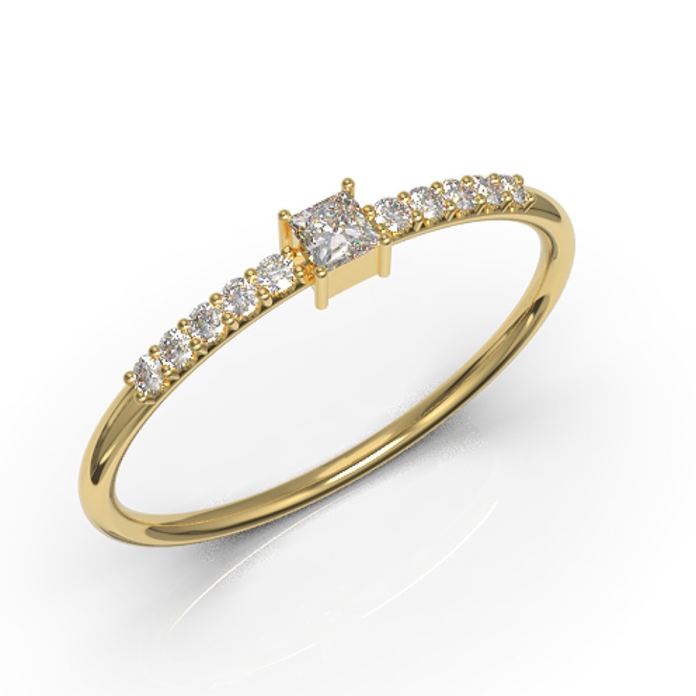 Minimalist Dainty Gold Princess Center CZ ring